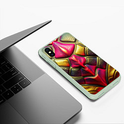 Чехол iPhone XS Max матовый Объемная текстурная кожа, цвет: 3D-салатовый — фото 2