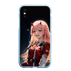 Чехол iPhone XS Max матовый Милый во франксе - zero two, цвет: 3D-голубой