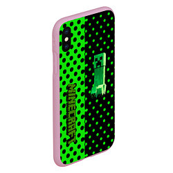 Чехол iPhone XS Max матовый Minecraft creeper pattern, цвет: 3D-розовый — фото 2