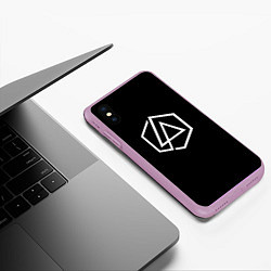 Чехол iPhone XS Max матовый Linkin park logo white, цвет: 3D-сиреневый — фото 2