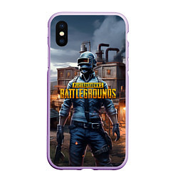 Чехол iPhone XS Max матовый PUBG персонаж из игры, цвет: 3D-сиреневый