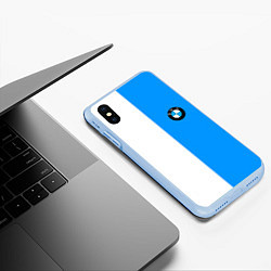 Чехол iPhone XS Max матовый BMW sport blue white, цвет: 3D-голубой — фото 2