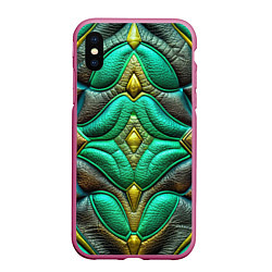 Чехол iPhone XS Max матовый Объемная футуристичная текстура из кожи, цвет: 3D-малиновый