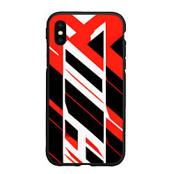 Чехол iPhone XS Max матовый Black and red stripes on a white background, цвет: 3D-черный