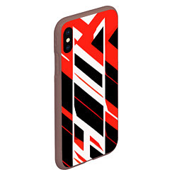 Чехол iPhone XS Max матовый Black and red stripes on a white background, цвет: 3D-коричневый — фото 2