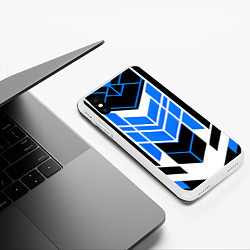 Чехол iPhone XS Max матовый Blue and black stripes on a white background, цвет: 3D-белый — фото 2