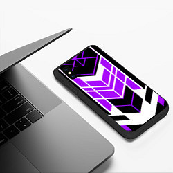 Чехол iPhone XS Max матовый Purple and black stripes on a white background, цвет: 3D-черный — фото 2