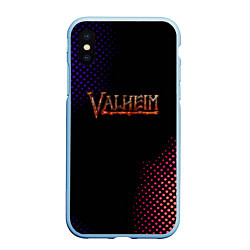 Чехол iPhone XS Max матовый Valheim logo pattern, цвет: 3D-голубой