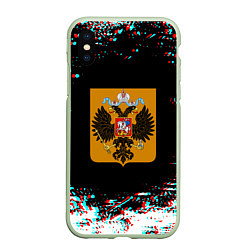 Чехол iPhone XS Max матовый Российская империя герб глитч, цвет: 3D-салатовый