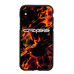 Чехол iPhone XS Max матовый Crysis red lava, цвет: 3D-черный