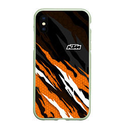 Чехол iPhone XS Max матовый KTM - Рваный гексагон, цвет: 3D-салатовый