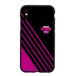 Чехол iPhone XS Max матовый Brawl stars neon line, цвет: 3D-черный
