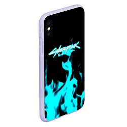 Чехол iPhone XS Max матовый Cyberpunk neon flame, цвет: 3D-светло-сиреневый — фото 2