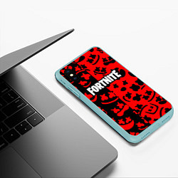 Чехол iPhone XS Max матовый Fortnite x Marshmello pattern, цвет: 3D-мятный — фото 2