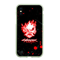 Чехол iPhone XS Max матовый Samurai flame logo, цвет: 3D-салатовый