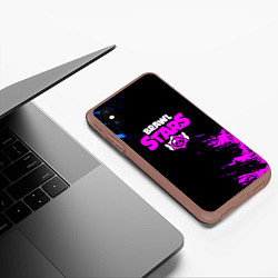 Чехол iPhone XS Max матовый Brawl stars neon colors, цвет: 3D-коричневый — фото 2