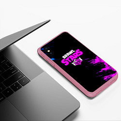 Чехол iPhone XS Max матовый Brawl stars neon colors, цвет: 3D-малиновый — фото 2