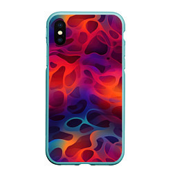 Чехол iPhone XS Max матовый Паттерн неоновой волны, цвет: 3D-мятный