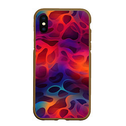 Чехол iPhone XS Max матовый Паттерн неоновой волны, цвет: 3D-коричневый