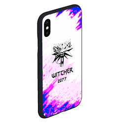 Чехол iPhone XS Max матовый The Witcher colors neon, цвет: 3D-черный — фото 2