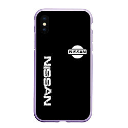 Чехол iPhone XS Max матовый Nissan logo white auto, цвет: 3D-светло-сиреневый