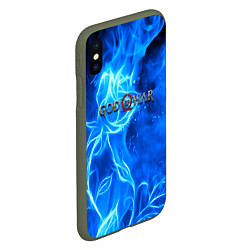 Чехол iPhone XS Max матовый God of war neon flower, цвет: 3D-темно-зеленый — фото 2