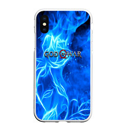 Чехол iPhone XS Max матовый God of war neon flower, цвет: 3D-белый