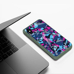 Чехол iPhone XS Max матовый Яркий абстрактный узор для спорта, цвет: 3D-темно-зеленый — фото 2