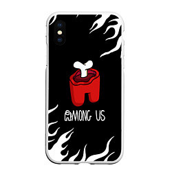 Чехол iPhone XS Max матовый Among us fire game, цвет: 3D-белый