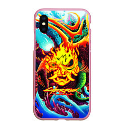 Чехол iPhone XS Max матовый Cyberpunk hyperbeast steel, цвет: 3D-розовый