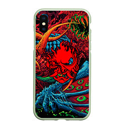 Чехол iPhone XS Max матовый Samurai logo cyberpunk, цвет: 3D-салатовый