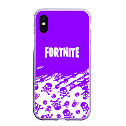 Чехол iPhone XS Max матовый Fortnite skull pattern, цвет: 3D-светло-сиреневый