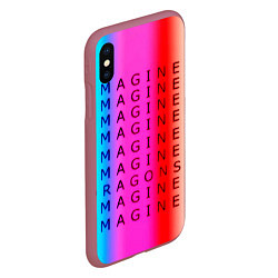 Чехол iPhone XS Max матовый Imagine Dragons neon rock, цвет: 3D-малиновый — фото 2