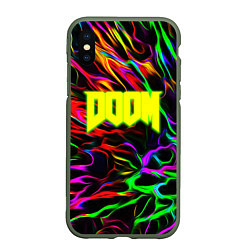 Чехол iPhone XS Max матовый Doom optical colors, цвет: 3D-темно-зеленый