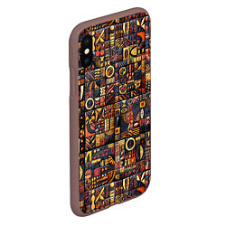 Чехол iPhone XS Max матовый Африканский орнамент резьба по дереву, цвет: 3D-коричневый — фото 2