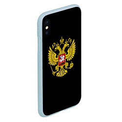 Чехол iPhone XS Max матовый Герб РФ gold, цвет: 3D-голубой — фото 2