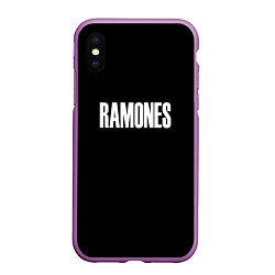 Чехол iPhone XS Max матовый Ramones white logo, цвет: 3D-фиолетовый