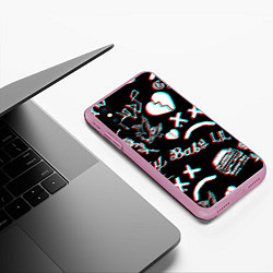 Чехол iPhone XS Max матовый Lil Peep logo glitch, цвет: 3D-розовый — фото 2