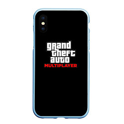 Чехол iPhone XS Max матовый GTA мультиплеер, цвет: 3D-голубой