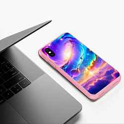 Чехол iPhone XS Max матовый Космос в неоновых тонах, цвет: 3D-баблгам — фото 2