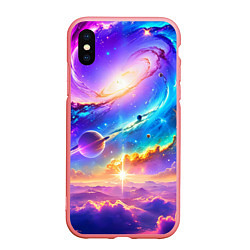 Чехол iPhone XS Max матовый Космос в неоновых тонах, цвет: 3D-баблгам