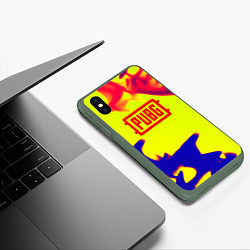 Чехол iPhone XS Max матовый PUBG neon flame, цвет: 3D-темно-зеленый — фото 2