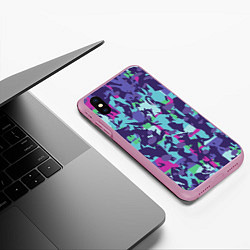 Чехол iPhone XS Max матовый Абстрактный фон со спортивным узором, цвет: 3D-розовый — фото 2