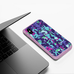 Чехол iPhone XS Max матовый Абстрактный фон со спортивным узором, цвет: 3D-сиреневый — фото 2