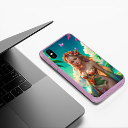 Чехол iPhone XS Max матовый Красивая девушка на пляже в цветочном купальнике, цвет: 3D-сиреневый — фото 2