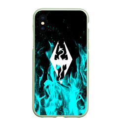 Чехол iPhone XS Max матовый The elder scrolls neon flame, цвет: 3D-салатовый