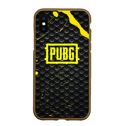 Чехол iPhone XS Max матовый PUBG броня краски, цвет: 3D-коричневый