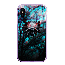 Чехол iPhone XS Max матовый The Witcher logo night, цвет: 3D-сиреневый