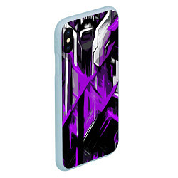 Чехол iPhone XS Max матовый White and purple abstraction on a black background, цвет: 3D-голубой — фото 2