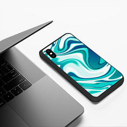 Чехол iPhone XS Max матовый Абстракция сине белый мрамор, цвет: 3D-черный — фото 2